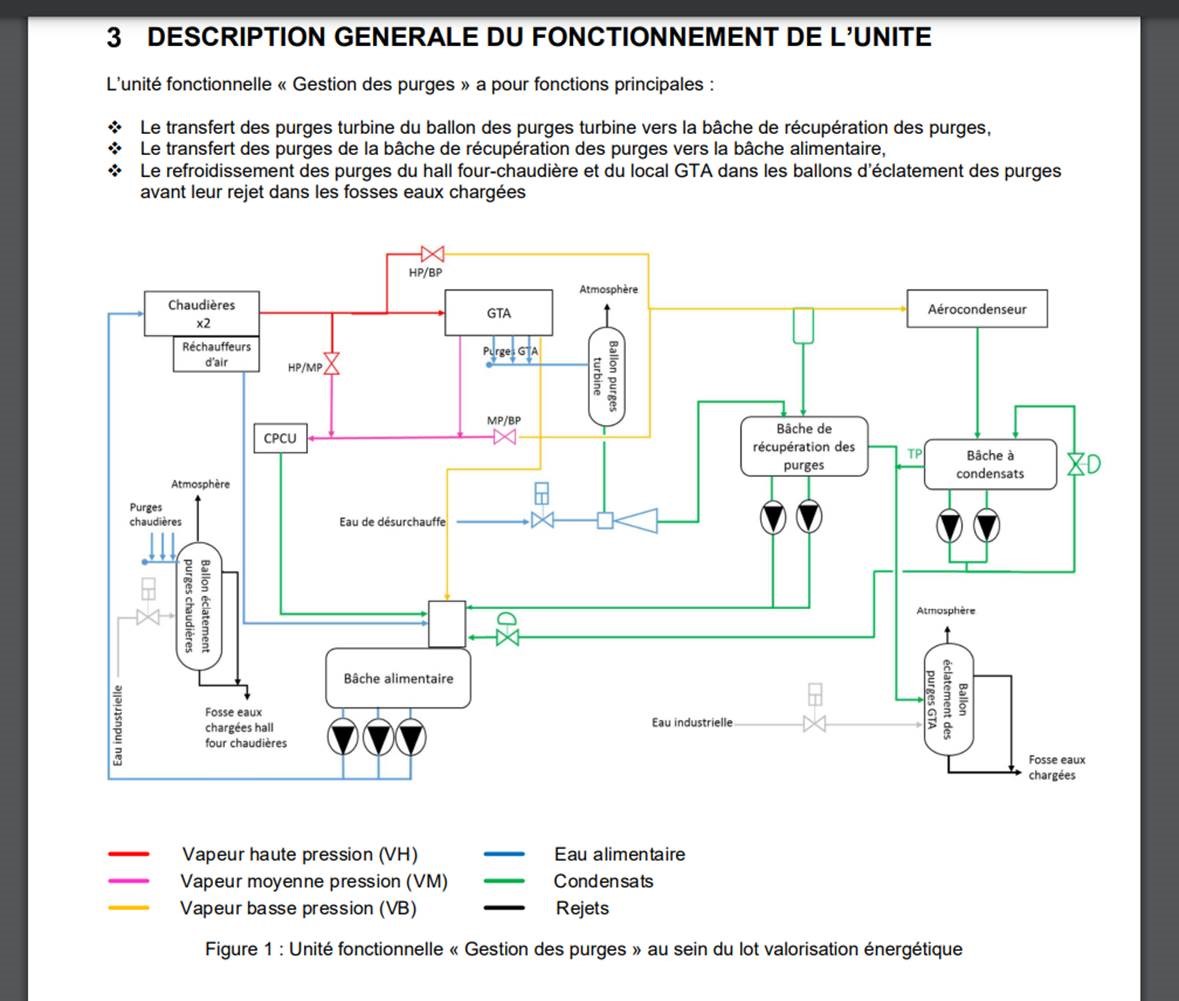 Figure 1 : unité fonctionnelle Gestion des purges au sein du lot valorisation énergétique